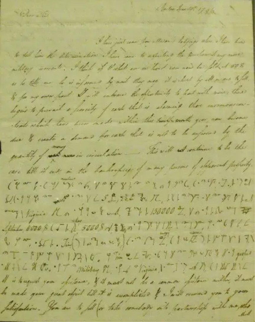 1796 letter from William Coleman with a shorthand code