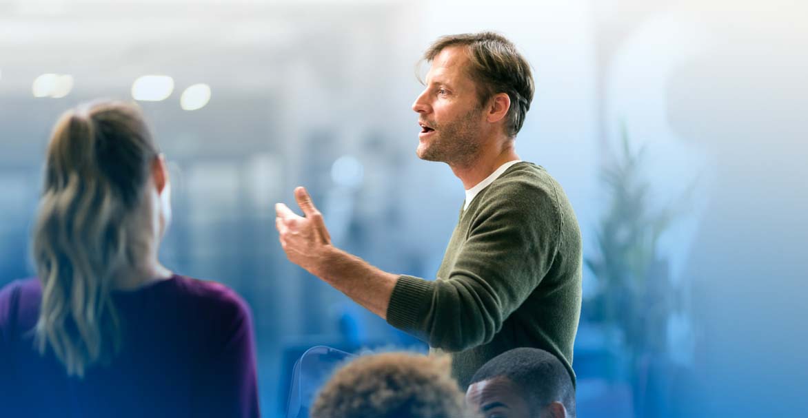 teacher speaking to classroom
