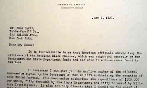 Rare letter signed by Herbert O. Yardley