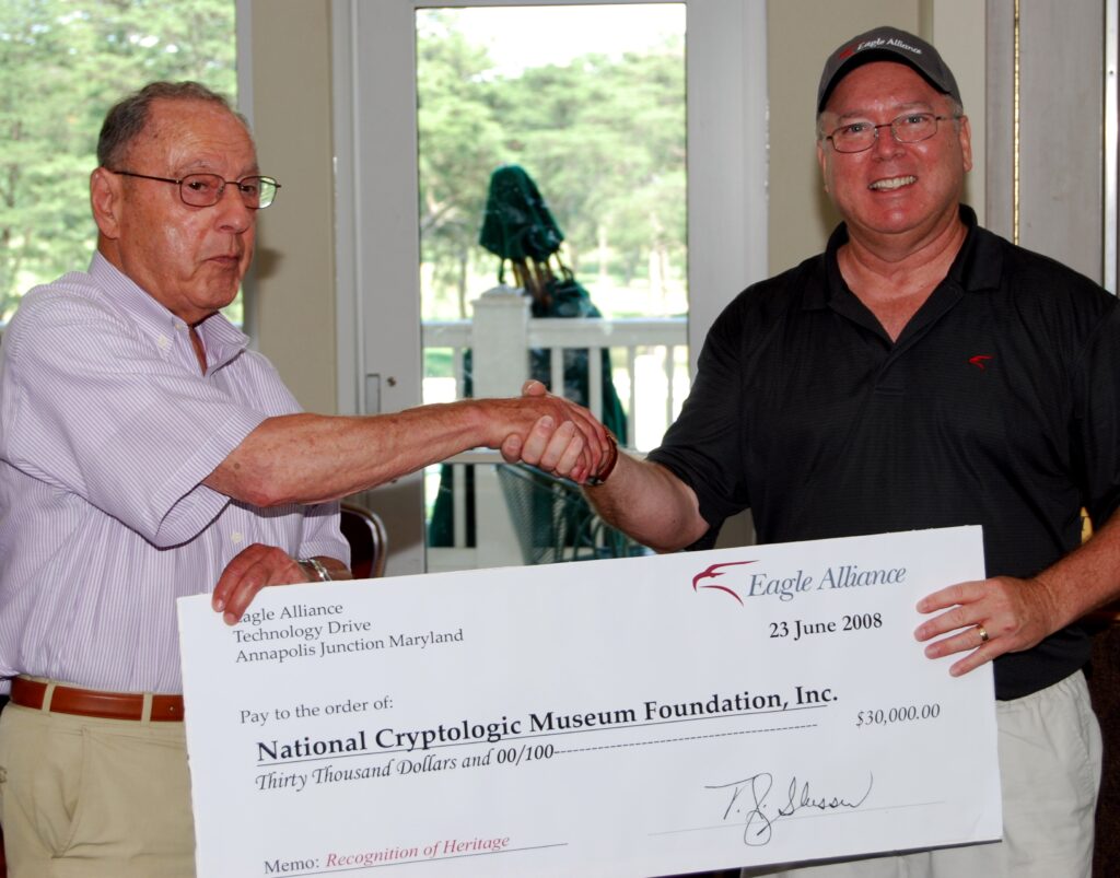 2008 Eagle Alliance Crypto Cup check presented to Gene Becker