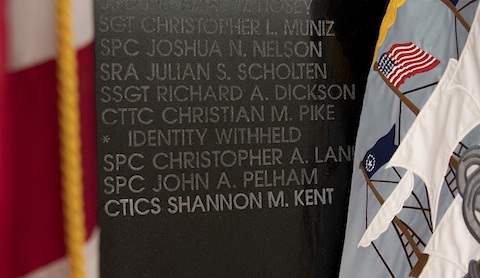 Shannon Kent on NSA Memorial Wall