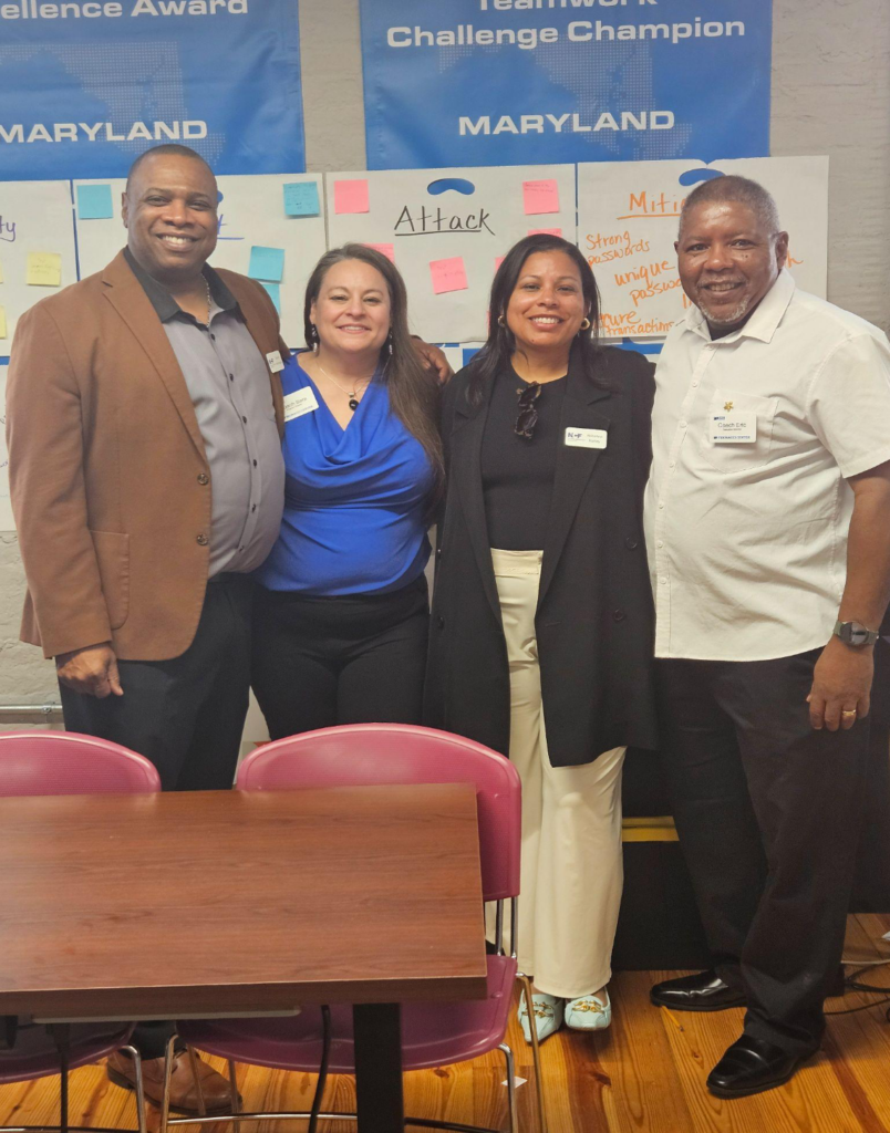 (L-R) Mr. Darnell Washington, NCF; Ms. Sara Baffour, Center for STEM Excellence; Ms. Kishanna L. Harley, NCF; Mr. Eric Davis, Center for STEM Excellence
