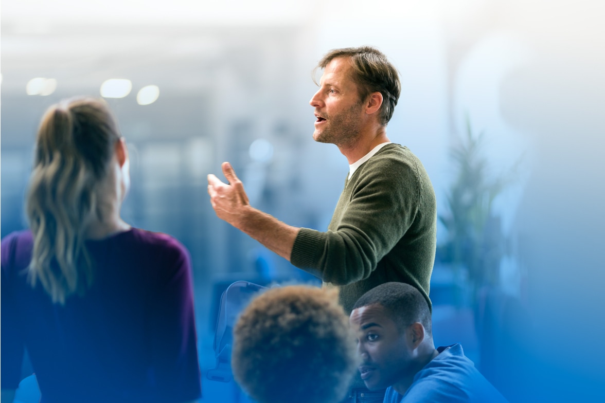 teacher speaking to classroom