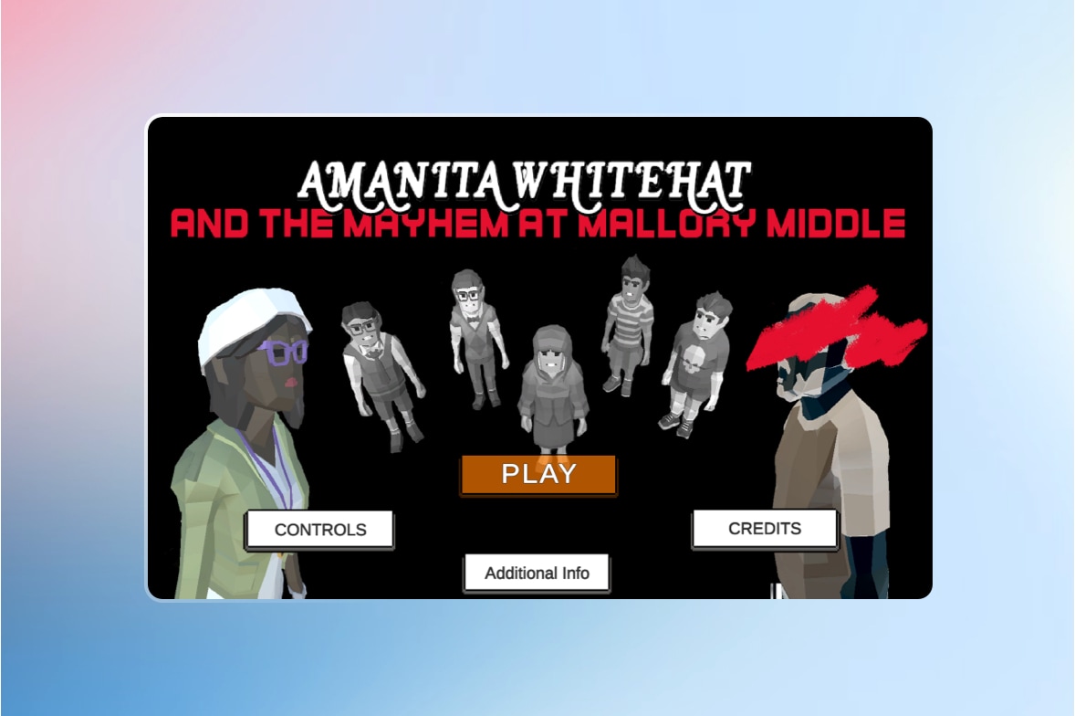 main menu from kids cybersecurity teaching game
